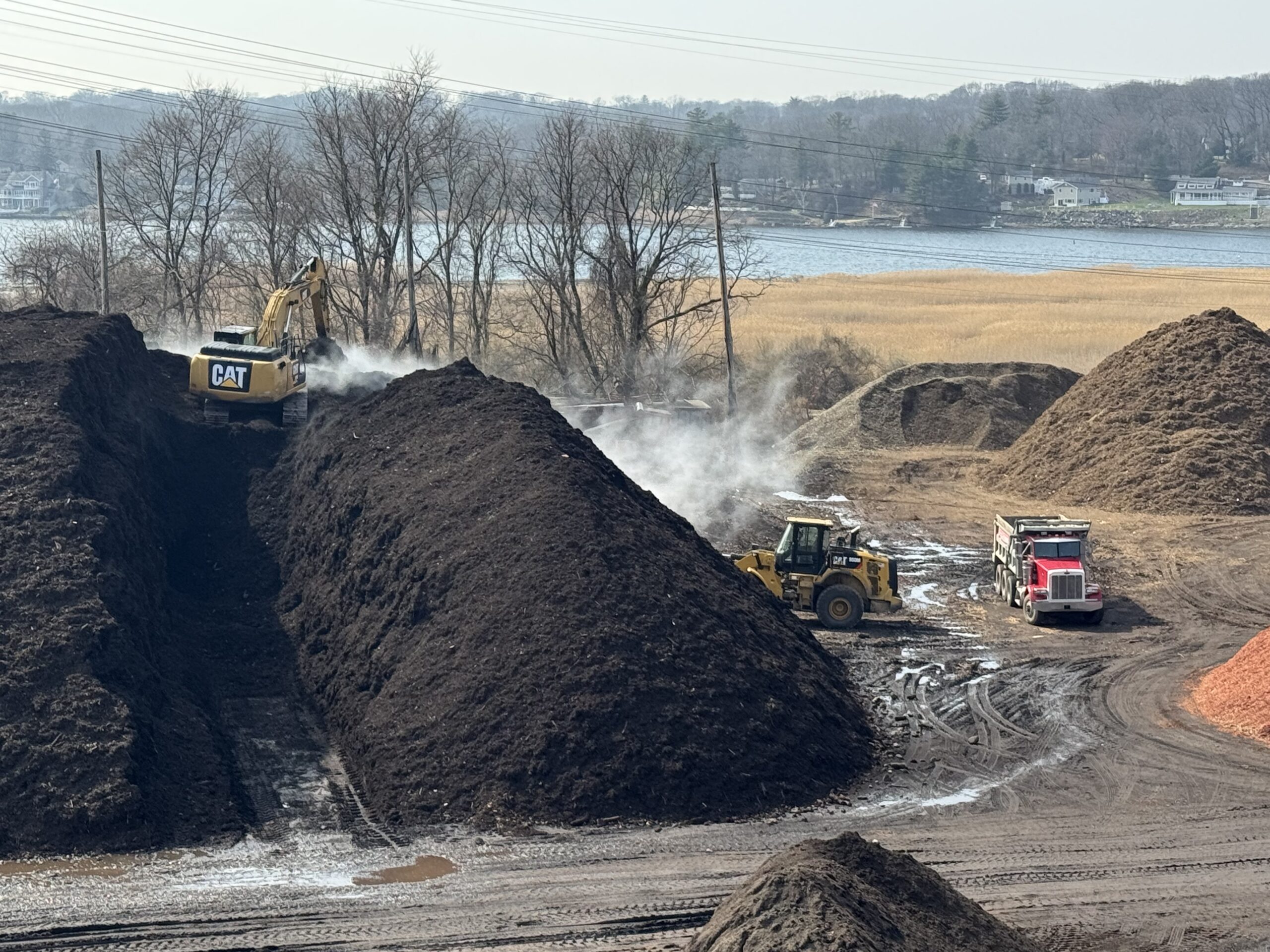 Bulk organic leaf compost produced at Grillo Services CT DEEP permitted facility in Milford CT